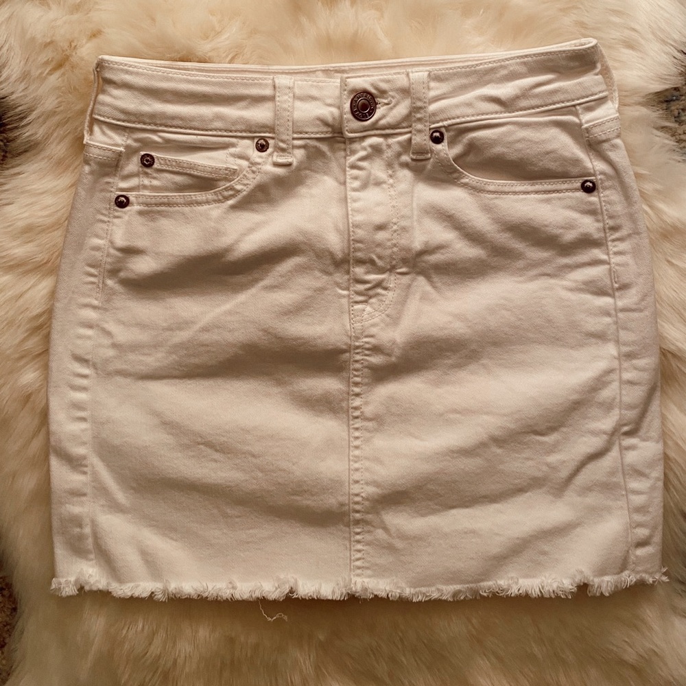 AE White Jean Skirt